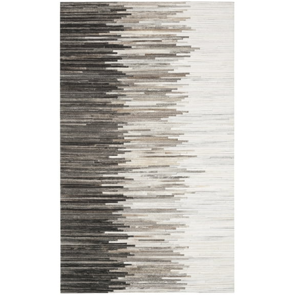 SAFAVIEH Studio Leather Angel Geometric Area Rug, Charcoal/Ivory, 3' x 5'