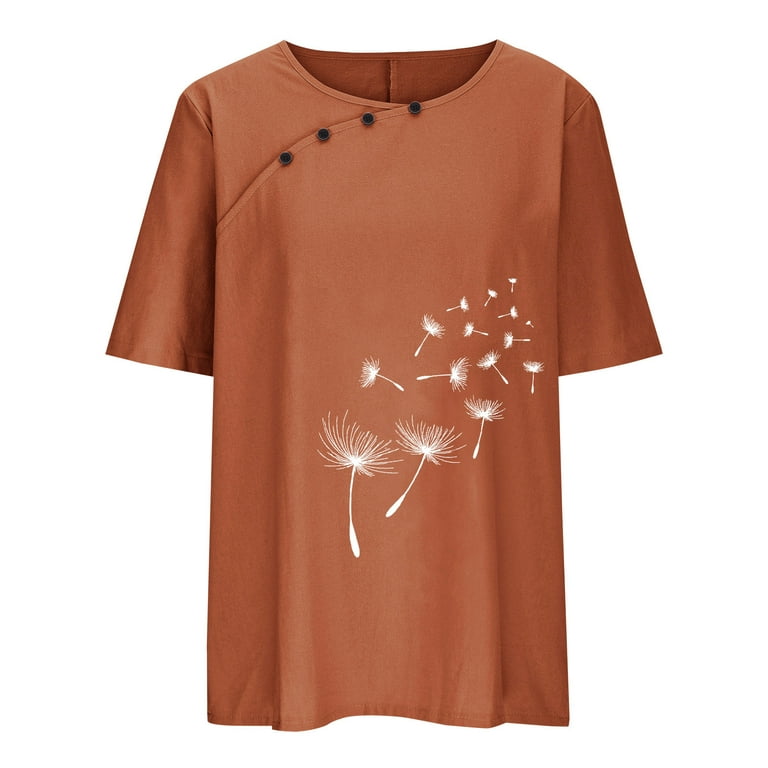 Bubble Hem Tops for Women UK Women's Summer Round Neck Fashion Print Short  Sleeve T Shirt Top Blouse Blank Shirts for Heat Transfer (Orange, XL) :  : Fashion