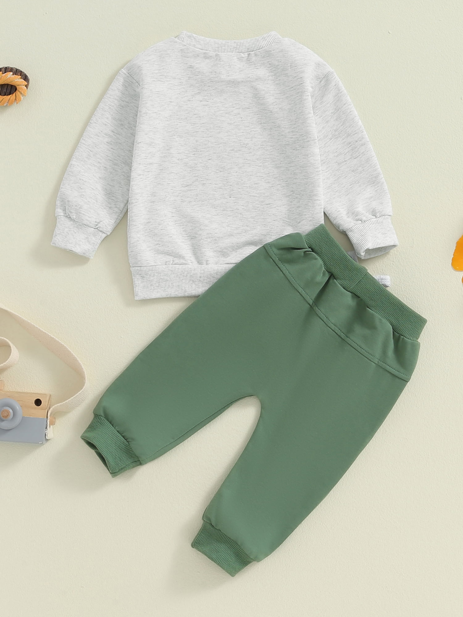 Baby Boy Farm Clothes Set - Long Sleeve Letter Sweatshirt & Elastic Jogger Pants Outfit