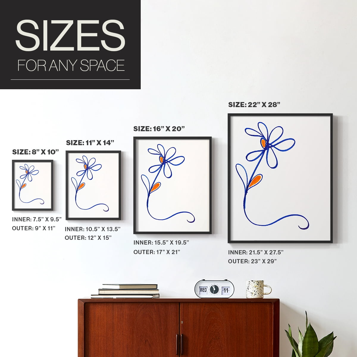 Wobbly Blooms I Framed Print - Solid Wood in Single Picture Frame Solid Wood 2 Framed Print