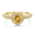 thumbnail image 2 of Gem Stone King 18K Yellow Gold Plated Silver Yellow Citrine and White Moissanite Engagement Ring for Women (1.29 Cttw, Round 5MM, Available in Size 5, 6, 7, 8, 9), 2 of 6