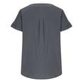 thumbnail image 3 of Uootdi Womens Tops Short Sleeve V Neck Button Placket Chest Pocket Loose Fit Office Commute Casual Work Shirts Gift, 3 of 9