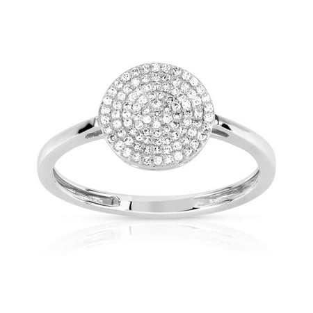 Trillion Designs 1/5 CT Round Cut Natural Diamond 10K White Gold Halo Engagement Ring HI I2