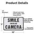 thumbnail image 2 of Smile You’re On Camera (2 Pack) 7 Inch x 10 Inch Novelty Aluminum Metal Sign Recording In Progress Weatherproof Perfect for Entryways Garages Shops Fun Gift for Homeowners Security, 2 of 6