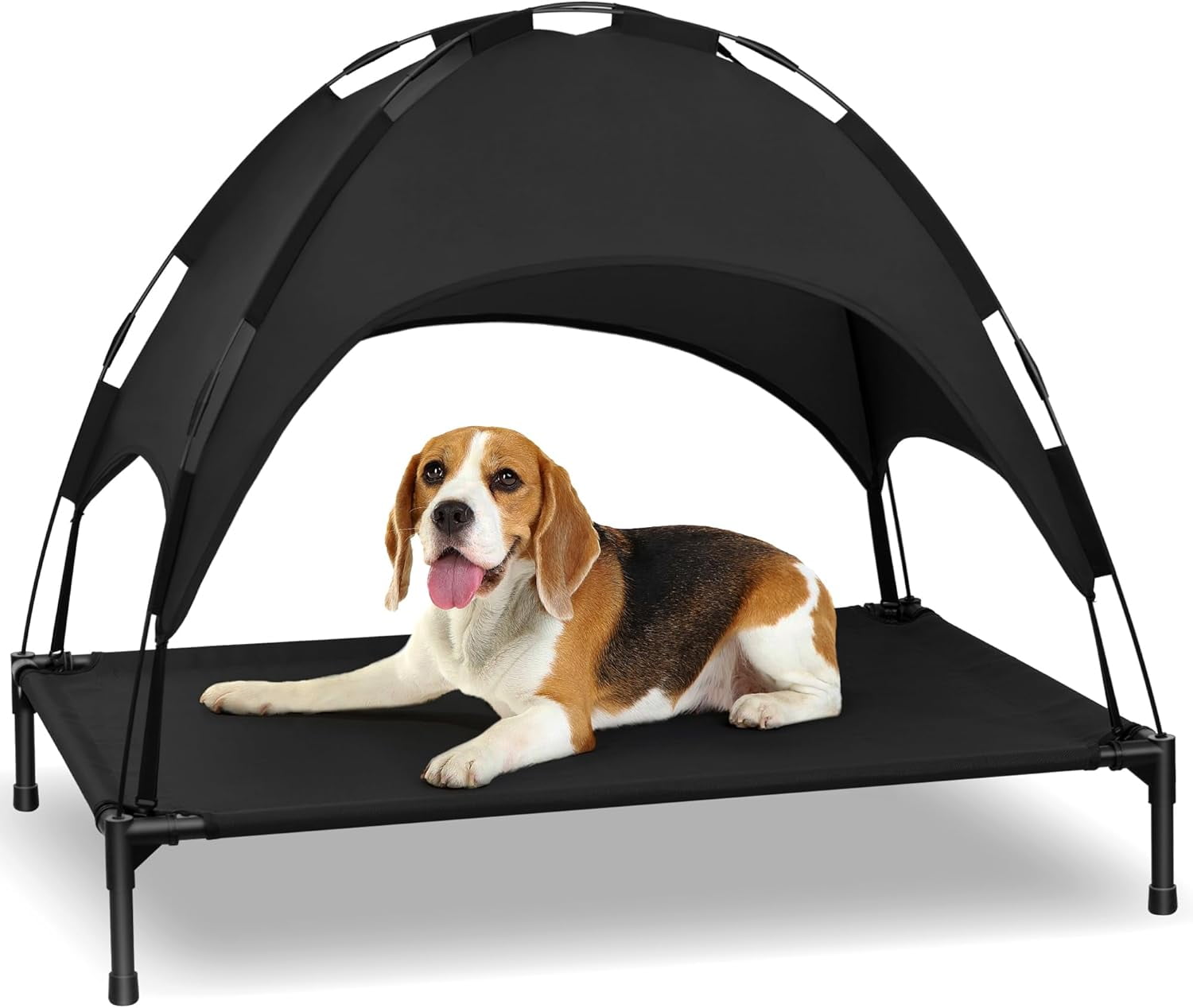 Elevated Dog Bed with Canopy, Outdoor Dog Bed Cot with Removable Shade Tent, Portable Raised Pet Cot Cooling Bed for Dogs and Cats, Grey, 51" x 36"