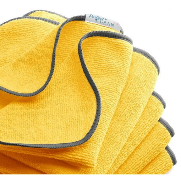 PerfectCLEAN - Micro-Denier Microfiber Cleaning Wiper, Absorbent Cleaning Towels, Streak-Free Microfiber Cloth for Cars, Windows, and Bathrooms, Cleaning Supplies, 12”x12'', 5 Count, Yellow