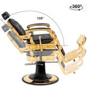 BarberPub Heavy Duty Metal Vintage Barber Chair Hydraulic Recline Salon Beauty Spa Chair 2933 Gold