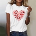 thumbnail image 2 of miqiqism Women Plus Size Tops Shirts Casual Round Neck Short Sleeve Tunic Tshirts Loose Heart Graphic Clothing Summer Clothing,#09_White,XXL, 2 of 4