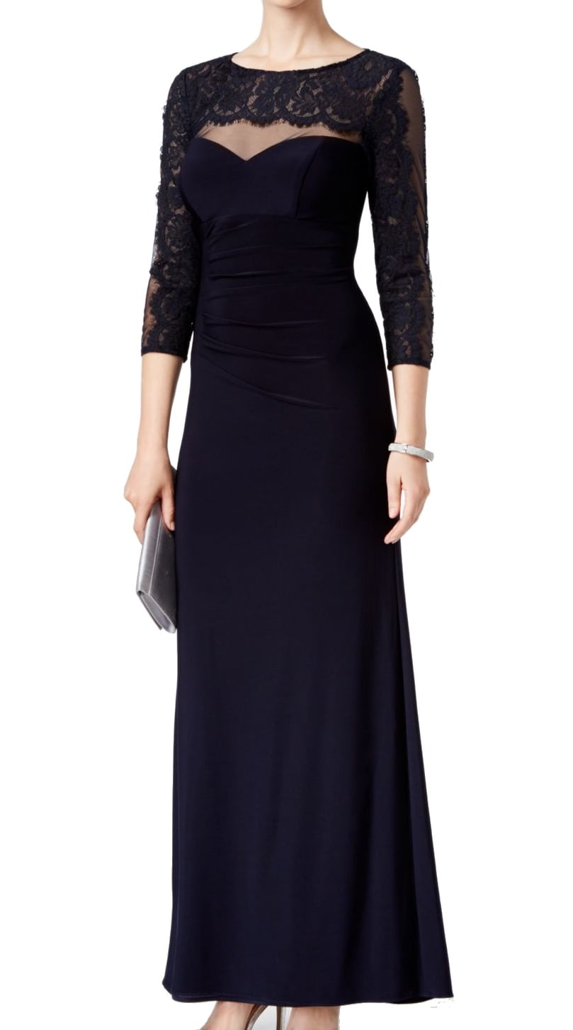 Xscape Xscape Womens Petites Lace Front Illusion Formal Dress