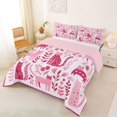 thumbnail image 2 of Homewish Kawaii Cat Animal Queen Comforter Set,Floral Plants Comforter Sets Queen,Pink,Pink Reversible,3pcs,1 Comforter and 2 Pillowcases, 2 of 7
