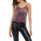 thumbnail image 1 of INSPIRAR CHIC Top de tirantes de lentejuelas para mujer, color púrpura, 1 of 7