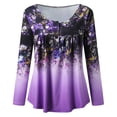 thumbnail image 4 of Pntutb Mujer Casual Camiseta Impreso Manga Larga Cuello Redondo Fruncido Pullover Blusa tops PNTUTB Pntutb-7562, 4 of 5