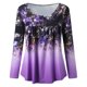 thumbnail image 4 of ICHUANYI Clearance Women Casual T-shirt Printed Long Sleeve Round Neck Ruched Pullover Blouse Tops(Purple, XXL) ICHUANYI WER2023081509237, 4 of 5