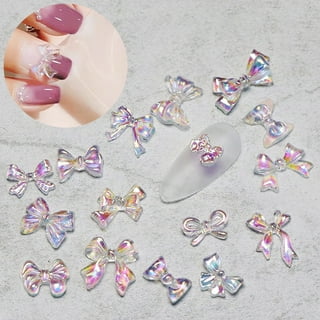  7 Grids Color Assorted 3D Nail Charms Set Heart Flower  Butterfly Bow Nail Charms Pink Purple Nail Charms Rhinestones For Manicure  DIY Crafts Jewelry Accessories