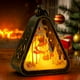 thumbnail image 1 of Luz vintage de Navidad - Escena navideña triangular con Papá Noel, muñeco de nieve y reno - Adorno de ventana de escritorio - Cálido resplandor LED, 1 of 6