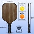thumbnail image 3 of Pickleball Paddles Set Of 1, Fiberglass Surface, Wood Grain Print, 1 Paddle, 2 Balls & Bag, 3 of 5