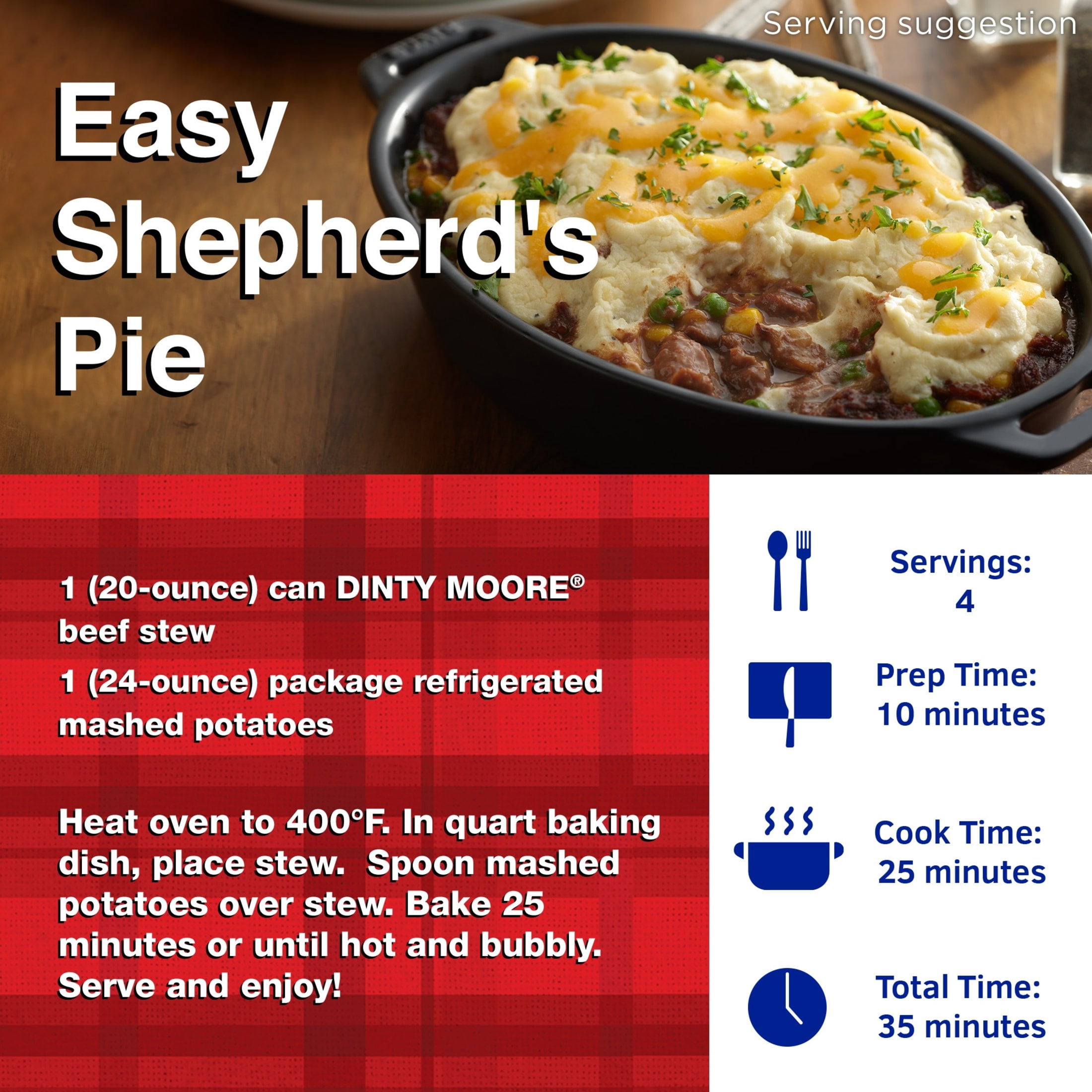 (3 pack) DINTY MOORE Beef Stew with Potatoes and Carrots, Shelf-Stable, 20 oz Steel Can