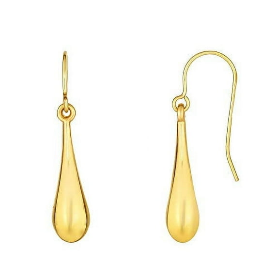 Jewelstop 10K Yellow Gold Puffed Tear Drop Earrings - 6x30x6mm, 1gr.