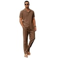 thumbnail image 5 of COOFANDY Men's 2 Piece Summer Beach Linen Button Down Shirt & Pant Outfit Set, 5 of 12
