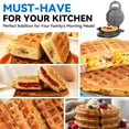 thumbnail image 3 of Mailand Flip Stuffed Waffle Maker, 6" Ceramic Coated Waflera Maker with Removable Waffle Ring, Thick Waffles, Graphite, 3 of 9
