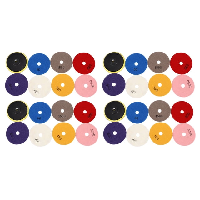 32Pcs Diamond Polishing Pads 4 Inch Wet/Dry Set for Granite Stone Concrete Marble