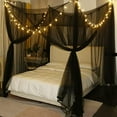 thumbnail image 3 of Bed Canopy,Canopy Bed Curtains Bed Drapes for Full Queen King Size Bed,Mosquito Net Bed Curtains for Patio Indoor Outdoor Net,Black Bed Canopy Curtains for Gothic,Halloween Decoration, 3 of 7
