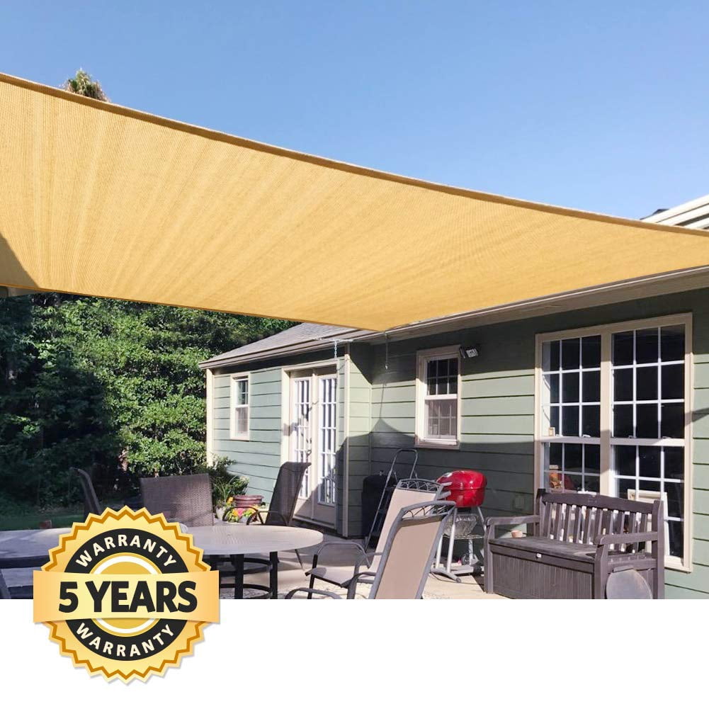 Quictent 26x20ft Rectangle Sun Shade Sail HDPE 98 UV Block Sand