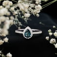 thumbnail image 3 of Real London Blue Topaz Teardrop Ring with Moissanite Halo (5X7 mm, AAA Quality), 14K White Gold, US 3.50, 3 of 8