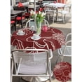 thumbnail image 5 of Outdoor Tablecloth with Umbrella Hole for Patio/Picnic/Party/Camping, Red Flowers Waterproof Table Cloth Round Cover Washable, Spring Floral Botanical Modern Art (Dia 54"), 5 of 8