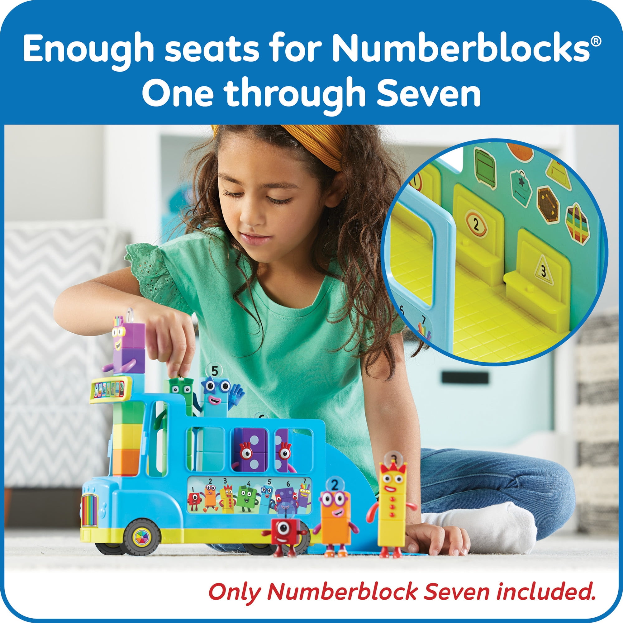 hand2mind Numberblocks Rainbow Counting Bus, Toy Vehicle, Play Figure Playsets, Ages 3+ (3 Pieces)