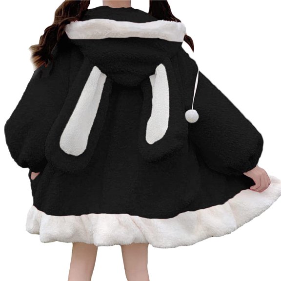UJNDER Cozy Hooded Jacket for Women Plus Size Casual Solid Color Open Front Sweatshirt Relaxed Fit Black S