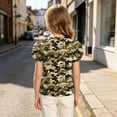 thumbnail image 5 of ATOGUTA Summer Shirts For Girls Graphic Tees Short Sleeve Tshirts Crewneck Cute Summer Casual Basic Tops for Kids Teen Size 4T-15, Army Green, 5 of 6