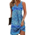 thumbnail image 5 of V-Neck Floral Printed Summer A-Line Elegant Dresses Womens Vintage Sleeveless Beach Sundress Ladies Casual Loose Boho Dress, 5 of 6