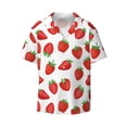 thumbnail image 4 of Uemuo Strawberries Pattern Cotton Linen Short Sleeve Shirts,Casual Lightweight Button Down Shirts,Vacation Beach Summer Tops-XX-Large, 4 of 7
