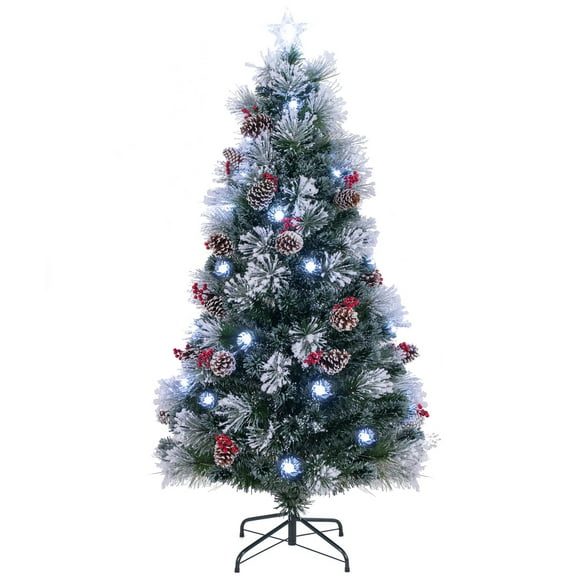 Gymax 6 FT Flocked Christmas Tree Artificial Xmas Tree w/220 Branch Tips &Pine Needles