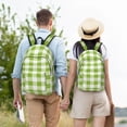 thumbnail image 6 of Balery White Green Plaid Vintage Canvas Backpack for Men and Women - Large Capacity, Durable Travel Laptop Bag for School, Work, Hiking, and Outdoor Activities, 6 of 7