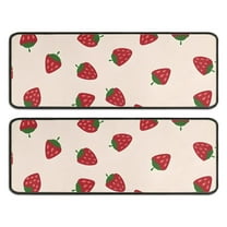 Kitchen Rugs Sets Of 2,Red Strawberry Plants Fruit Light Pink Pattern Anti Fatigue Kitchen Mat Rugs Non Slip Washable,Decorative Kitchen Floor Mats for Kitchen,Sink,Laundry,17"x47" 17"x47"