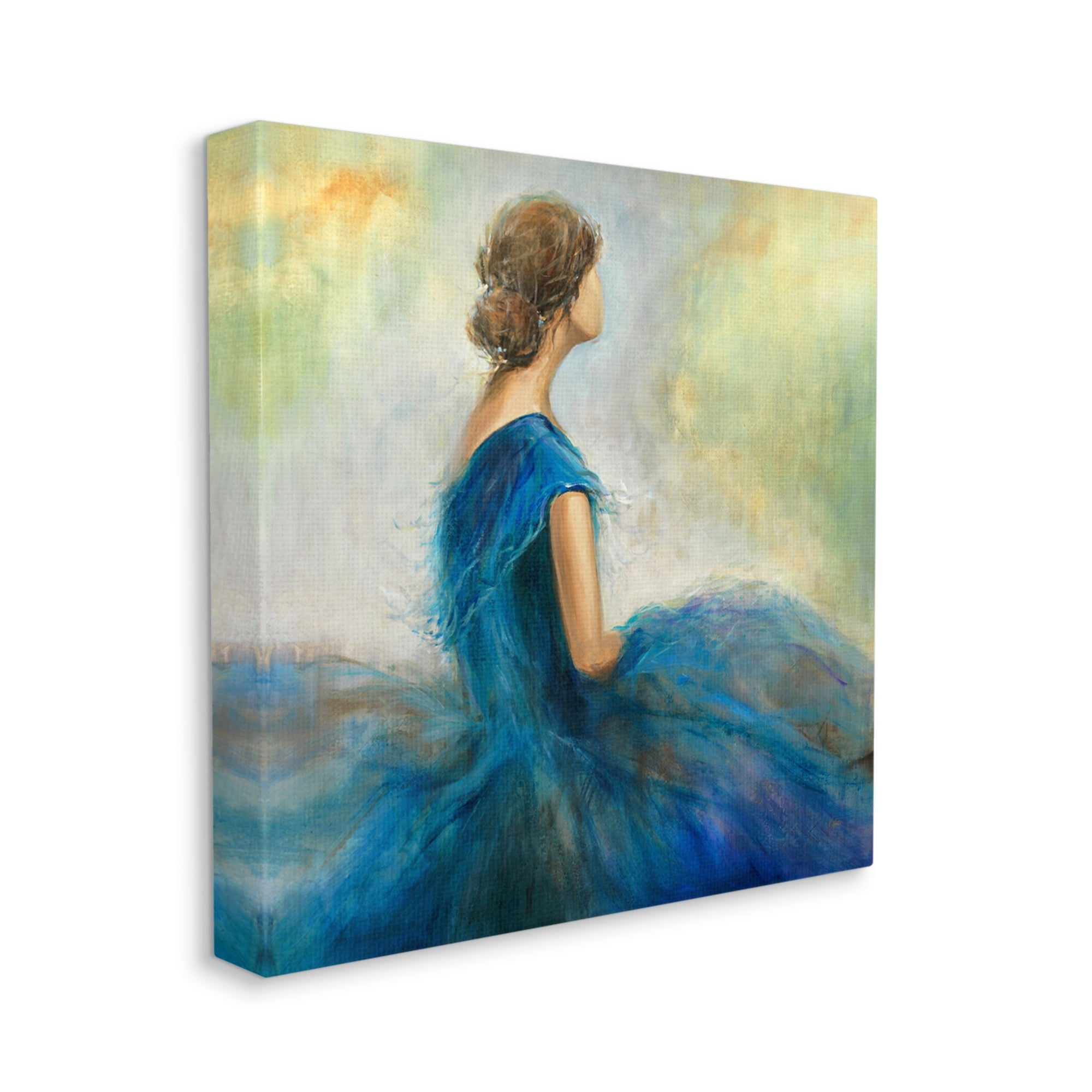 Stupell Industries Woman Billowing Blue Dress Classic Figure Painting Painting Gallery Wrapped Canvas Print Wall Art, Design by K. Nari