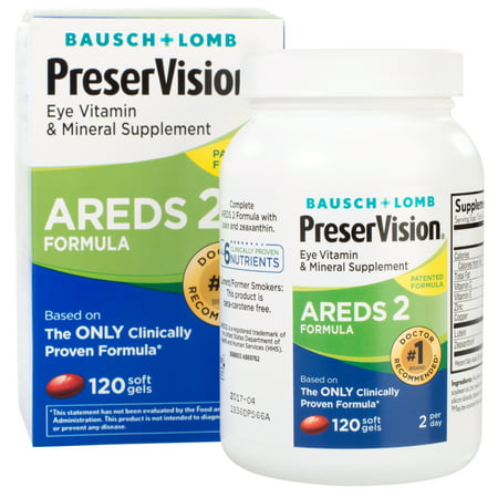 (2 Pack) Bausch + Lomb PreserVision AREDS 2 Formula Eye Vitamin Soft Gels, 120 CT Soft (Best Vitamin For Eye Vision)