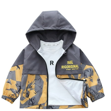 

Atogsazn Boys Rain Jacket Children Windbreaker Lightweight Hooded Jackets Kids Coats Spring Fall Clothes Outdoor A-Yellow 3-4 Years on Clearance