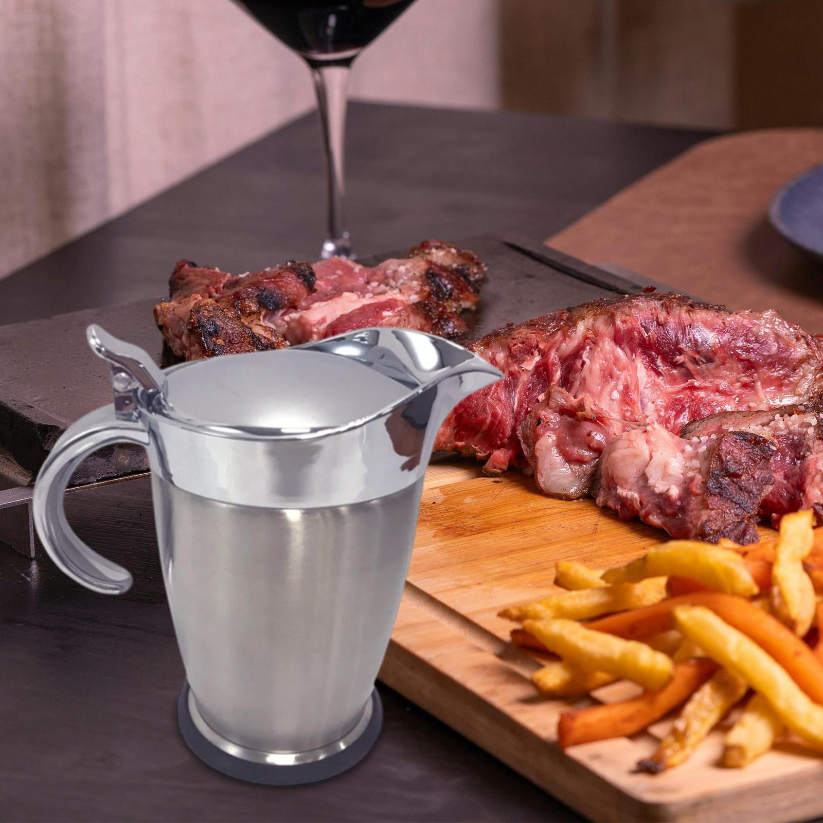 Sauce Jug Gravy Pitcher Thermal Pot Double Insulated Stainless Steel Design for Home Kitchen Restaurant Use