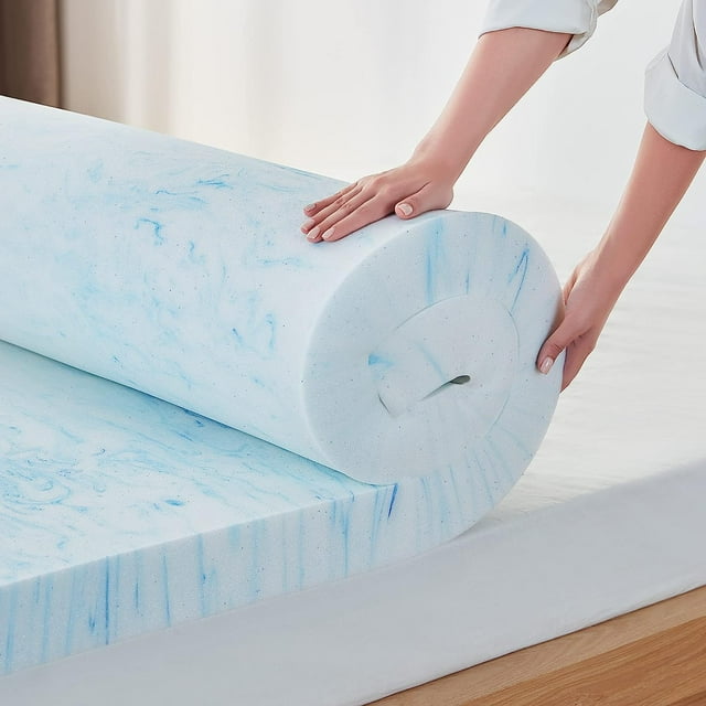 LINSY LIVING 3 Inch Queen Mattress Topper Gel Infused Swirl Memory Foam