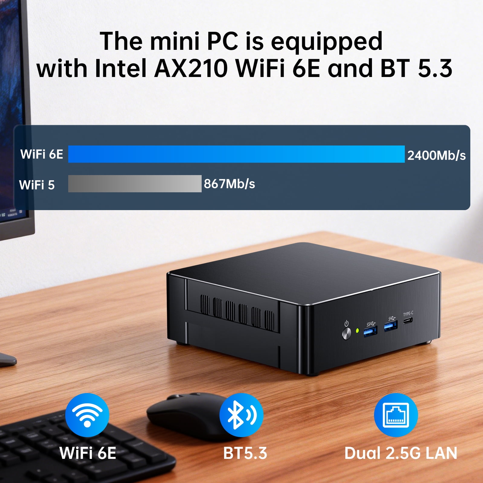 Thdeukoty Mini PC, Desktop Computer Core i9-12900H, 14 Cores Upto 5.0GHz, Win 11 Pro(TPM 2.0), 32G DDR5 RAM 512G SSD, HDMI/DP/USB4.0/WiFi6E/BT5.3, VESA