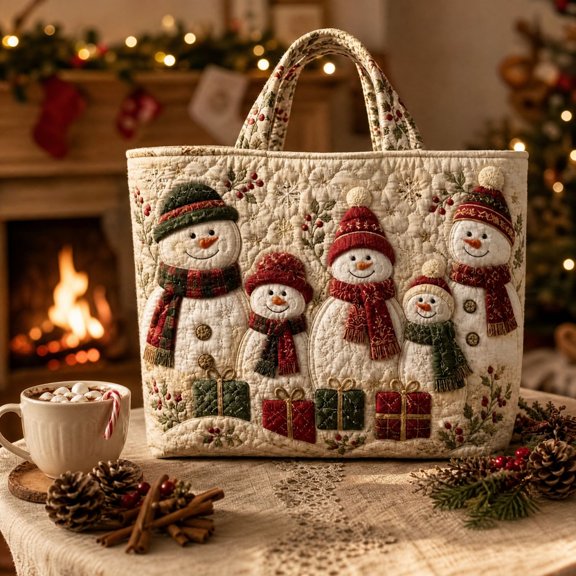 Christmas Quilted Tote Bag, Holiday Shoulder Tote Bag, Top Zip Closure Shoulder Purse, Multi-scene Handbag, Perfect Gift For Teachers And Nurses