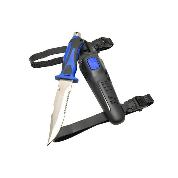 Scuba Choice 10.5" Heavy Duty Stainless Steel Blue Point-Tip Knife w/ 2 Straps