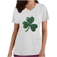 thumbnail image 3 of BiZtdJrK Womens Loose Fit V Neck Scrubs Tops with Pockets St Patricks Day Shamrock Heart Graphic Tees Shirts Holiday Short Sleeve T-Shirt White S 90% off Clearance Sale, 3 of 5