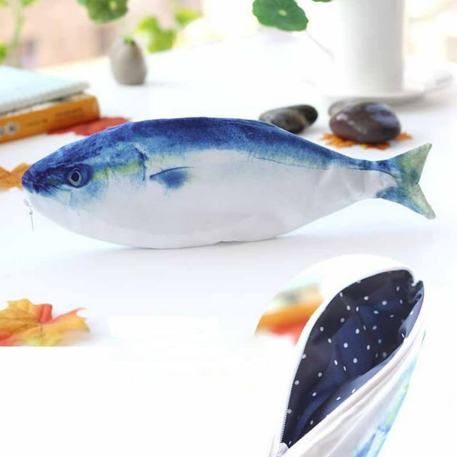 Lifelike Fish Design Cosmetic And Stationery Storage Bag With Secure Zipper Closure For Organizing Pens And Accessories