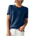 thumbnail image 2 of AherBiu Short Sleeve Tops for Women Sweater Pullover Tops Crewneck Comfy Warm Knitted Shirts Blouse, 2 of 8
