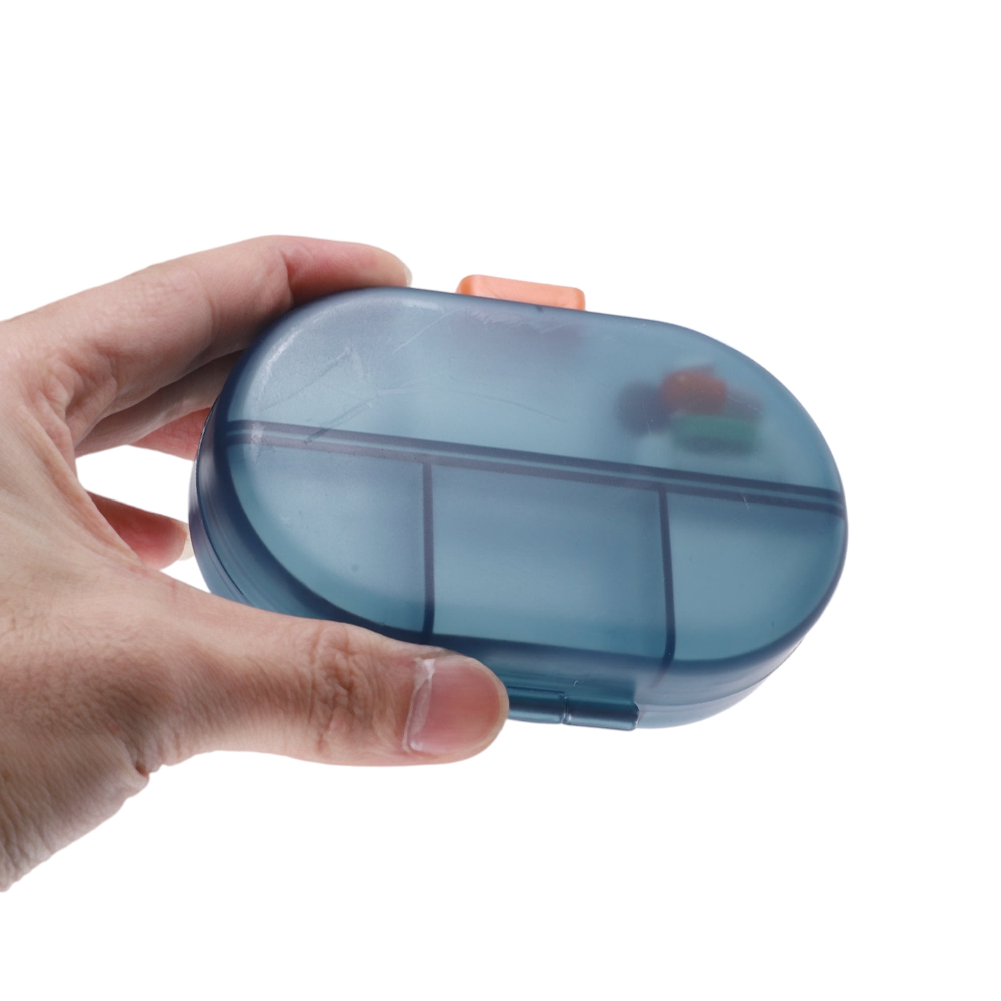 Unique Bargains Lightweight 8 Grids Flip Up Double Layer Pill Case Clear Blue