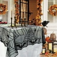 thumbnail image 2 of Halloween Haunted House Black Lace Web Tablecloth Table Cloth Party Decoration, 2 of 2